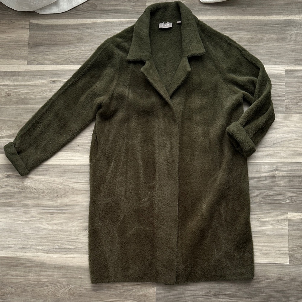 Cyrus Fuzzy Olive Green Women's Long Coat